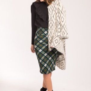 Green plaid Pencil skirt